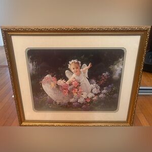 Angel Baby Floral Art Print